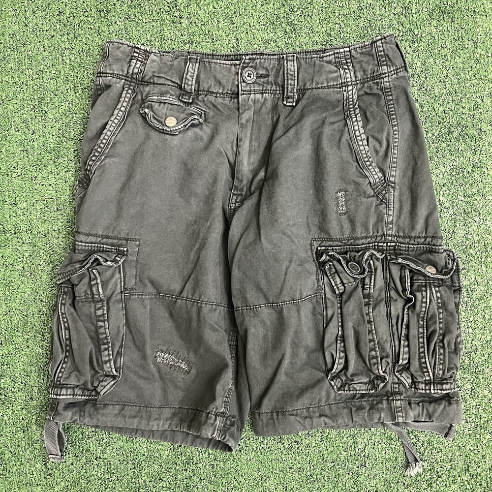Vintage American Eagle Cargo Shorts Mens 30 Gray Military Paratrooper Utility